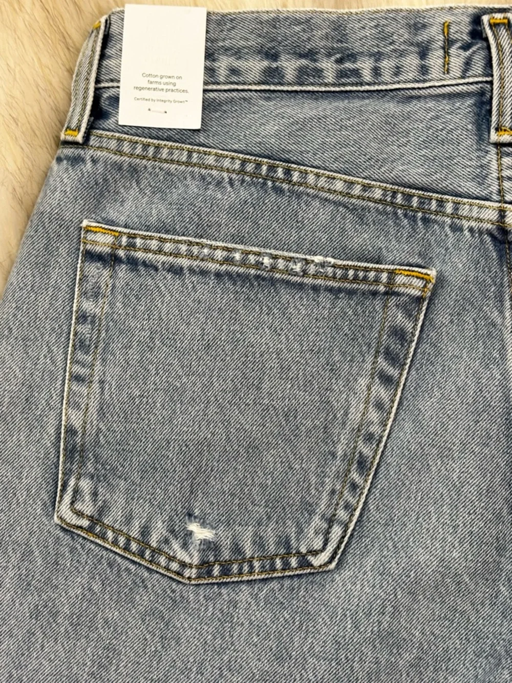 NWT Agolde Parker Long Swapmeet Light Blue Distressed Denim Cutoff Shorts SZ 27 - Picture 15 of 16